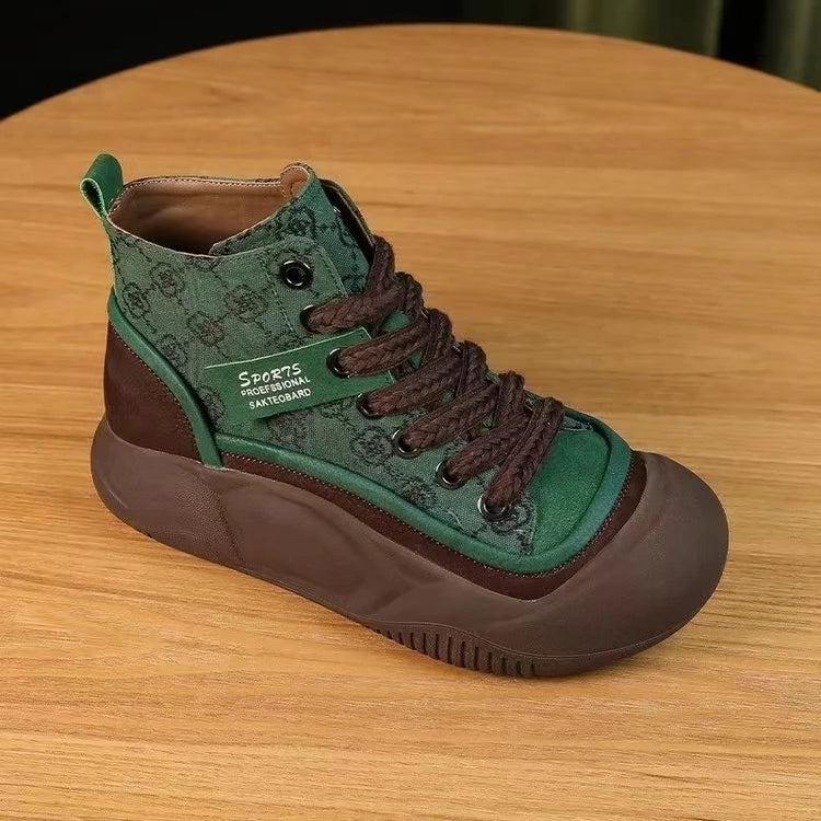 Women's Sports Shoes on Offer 2024 New Sneakers Leather Lace Up Winter Women Vulcanized Shoe Lightweight Canvas Round Toe Casual