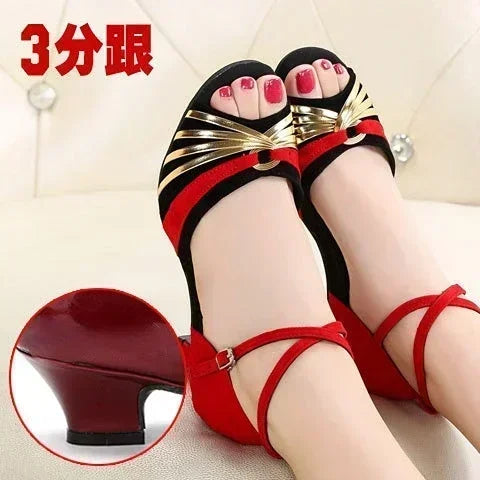 Latin Dance Shoes Women Tango Salsa Ballroom Ladies Wedding Shoes Mid Heel Heel Dance Shoe Jazz Dancing Shoes