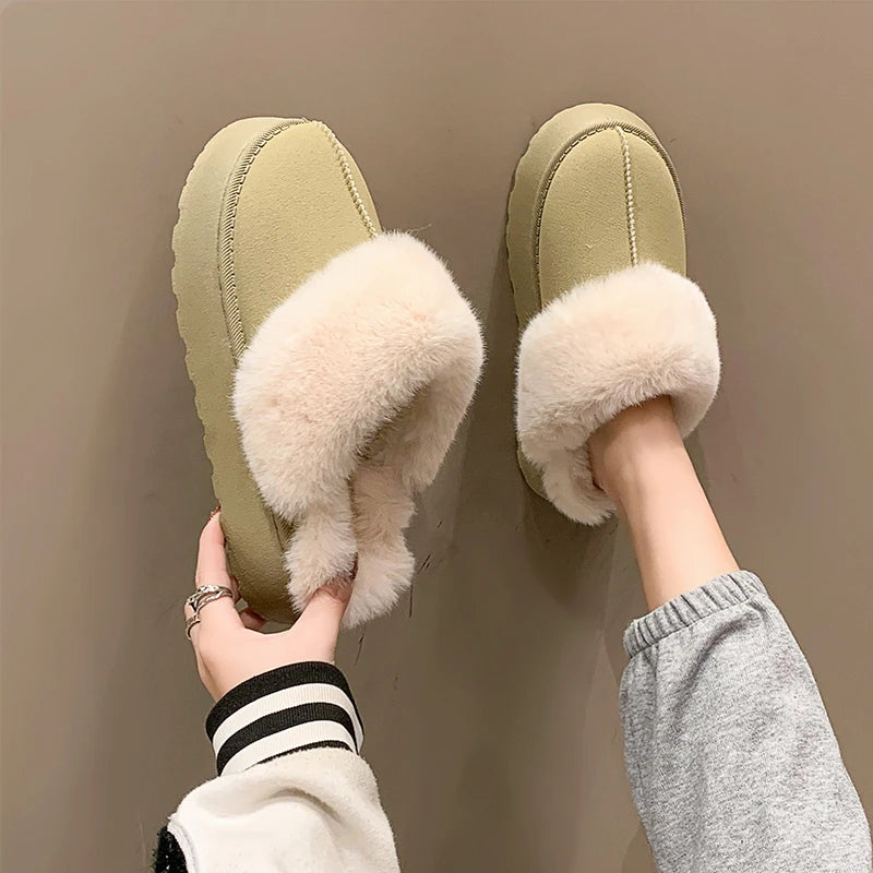 Women Wear Mueller Shoes Rabbit Fur Slippers Autumn Winter Warm Super Hot Lazy Home Shoes Flat Bottom Toe-covered Half Slippers