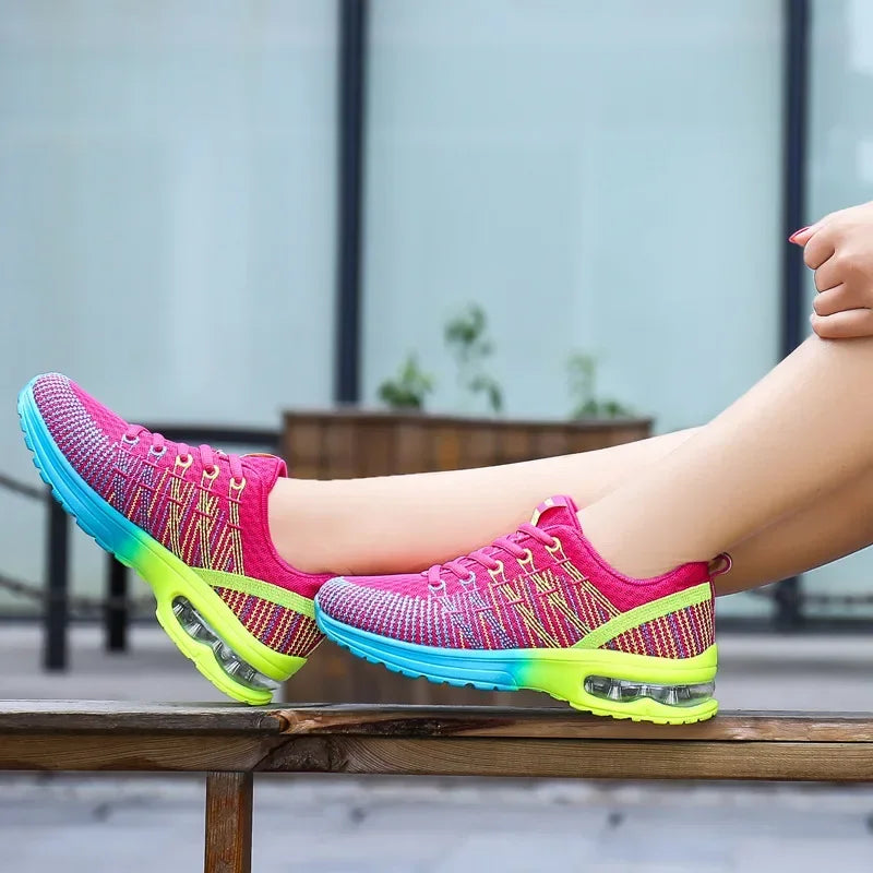 2025 New Casual Sneakers Women Mesh Breathable Tennis Shoes Comfort Air Cushion Running Shoe Ladies Outdoor Women Sport Footwear