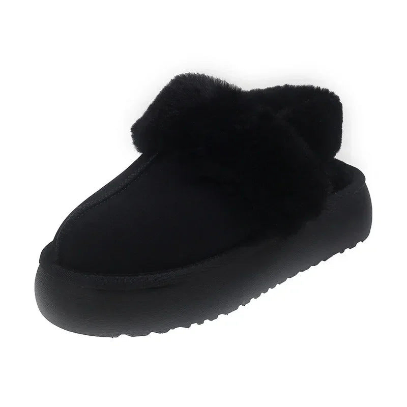 Hairy Slippers Women Wear 2024 New Autumn Winter Korean Version of Muffin Thick Bottom Large Size Bao Head Half Slippers