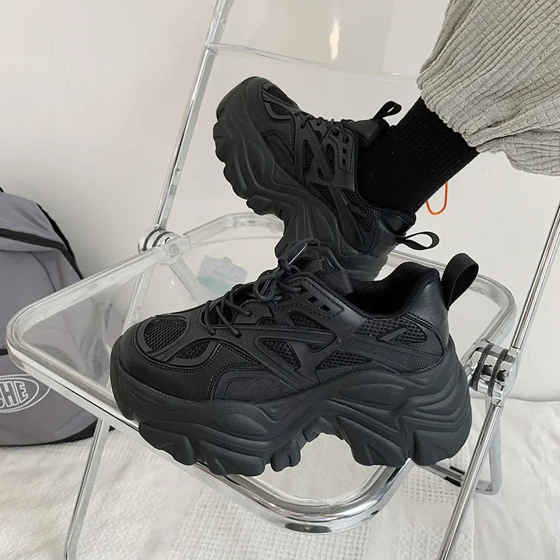 Fujin 7cm Chunky Sneakers Platform Shoes Wedge for Women Casual Shoes Breathable Summer Shoes Women Fashion Sneakers Spring