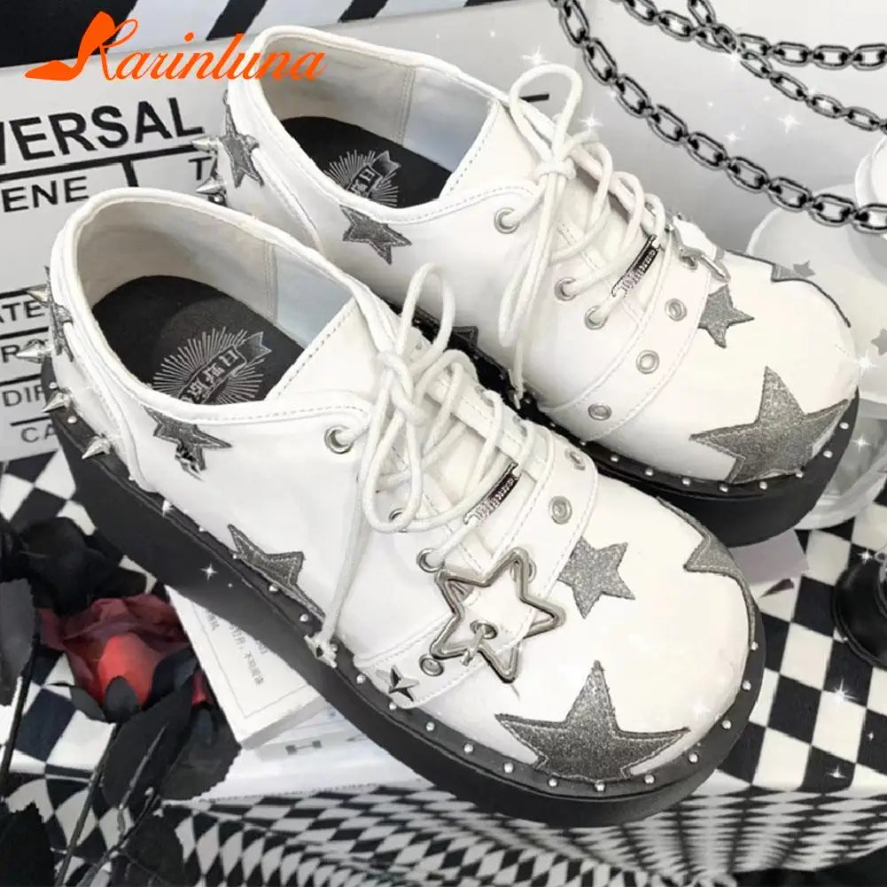 Wedge High Heels Y2k Shoes 2023 Summer Hot Star Graffiti Women Shoes On Platform Punk Gothic Lolita Mary Jean Platform Shoes