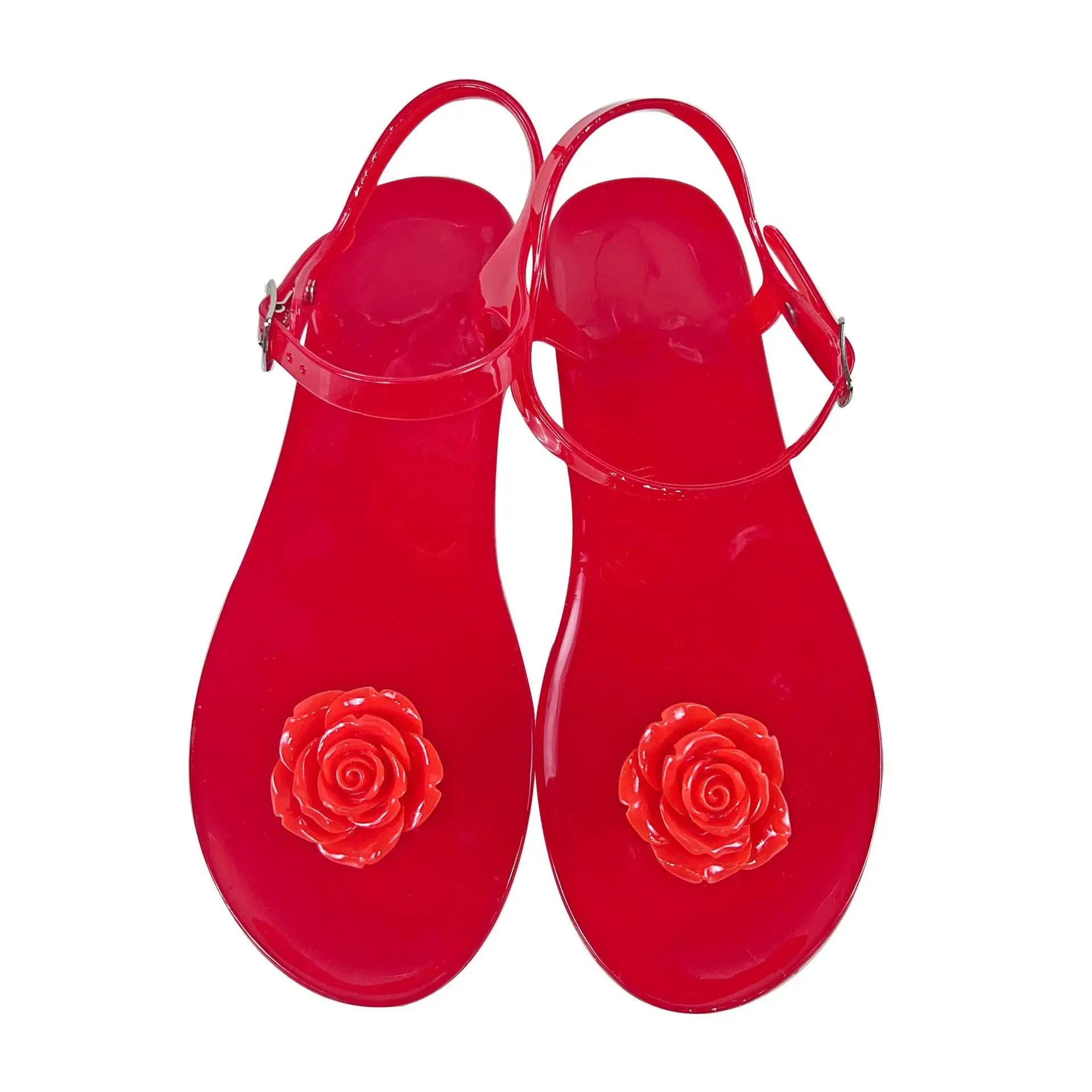 Women's Sandals Summer Hot Selling Shoes Woman 2024 Trend Flat Fashion Sweet Camellia Fruit Soft Bottomo Jelly Sandals