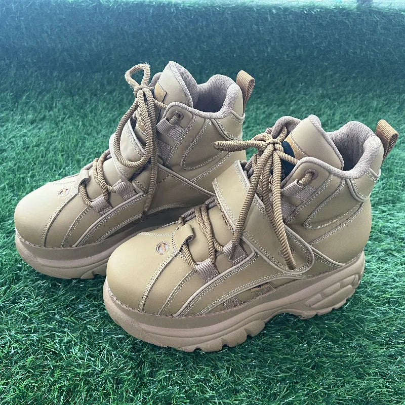 Fashion Women High-top Sneakers Retro Height-increasing Punk Casual Woman Shoes Tennis White Non-slip Comfortable Street Sneaker