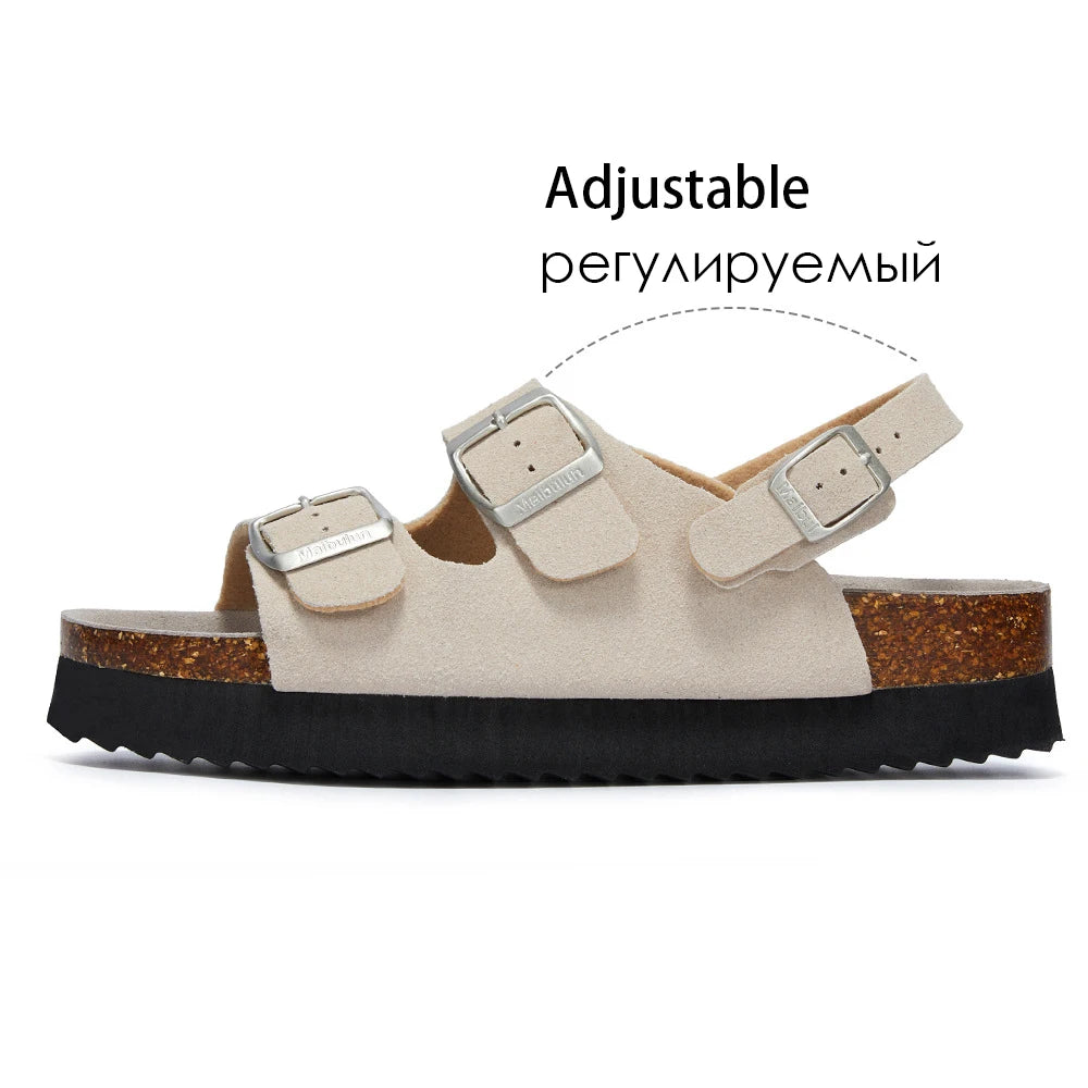 Slippers Woman Double Buckle Casual 4cm Thick Bottom Classic Brand Women Slippers