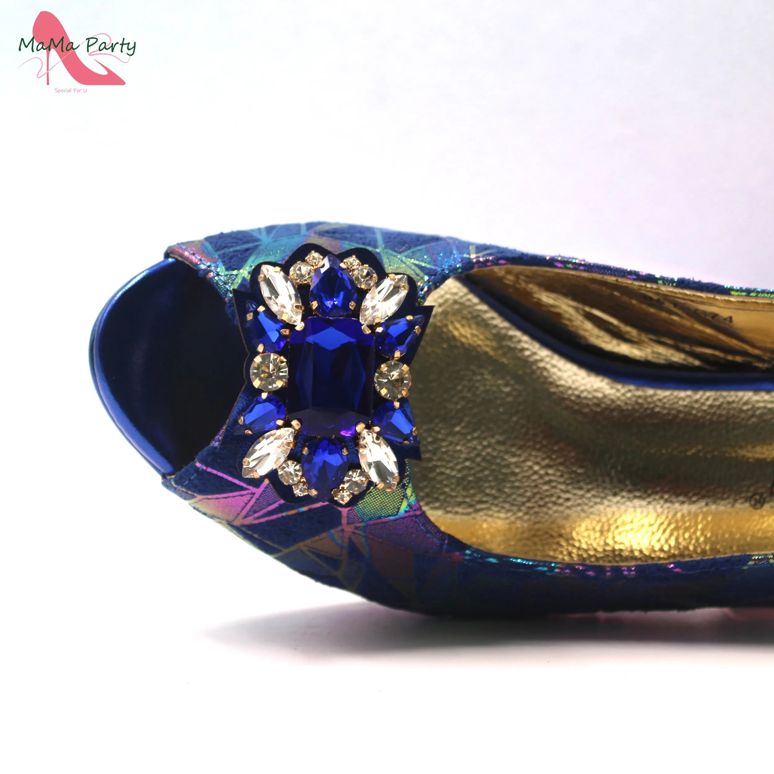 African Shoes and Bag Set, Match with Platform for Dress, High Quality, Royal Blue Color, New Arrivals, 2024