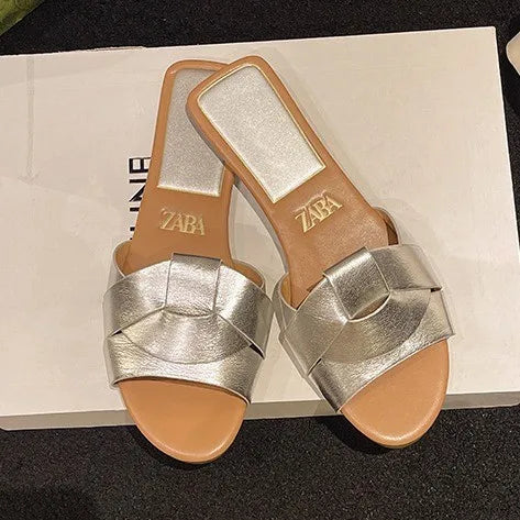 Summer Designer Women's Sandals, ZA Women's Slippers, Indoor Bathroom, Outdoor Walk, Flat Heeled Low Heeled Sandals