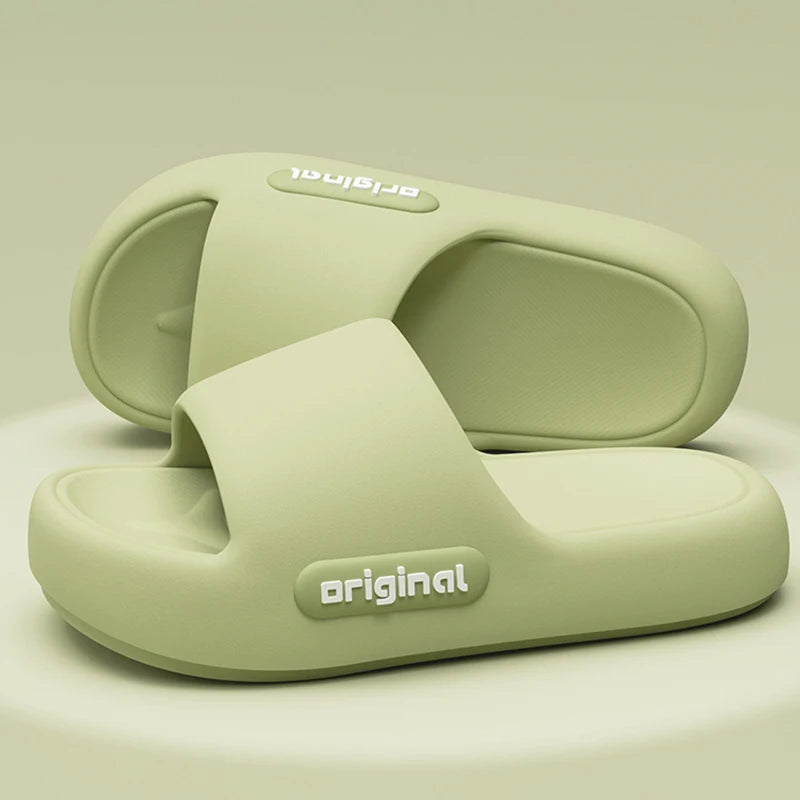 Thick Bottom Cloud Slippers Women Fashion Letter Print Platform Sandals Woman 2025 Comfortable Soft Sole Beach Pillow Slides