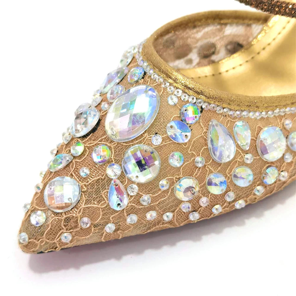 Fashion Gold Color Slippers Nigerian Party Italian Design Ladies Shoes and Bag Set Decorated With Rhinestone and Metal