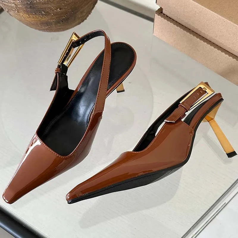 Eilyken 2024 New Design Thin High Heels Pointed Toe Women Pumps Street Style Banquet Buckle Strap Party Slingbacks Female Shoes