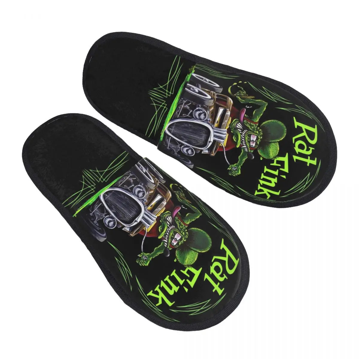 Chaussons Animés Rat Fink Personnalisés Anime Dessin Animé pour Femmes, Chaussons d'Hôtel Confortables en Mousse à Mémoire, À Enfiler