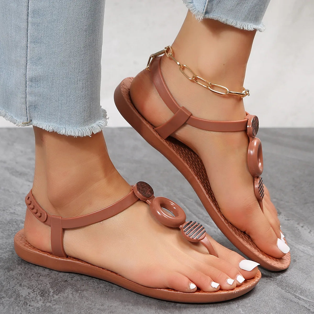 Women Sandals 2024 Summer Flat Shoes Female Bohemian Flip Flops Ladies Vacation Beach Sandales Girls Street Footwear