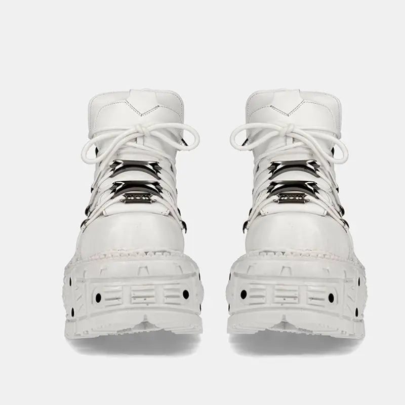 2024 New Heavy Metal Punk Small Height-Increasing Leather Female Millennium Hot Girl Asian Culture Gothic Platform Shoes