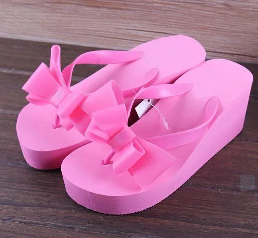 Hot! New Fashion Summer Women Platform High Heel Flip Flops Beach Sandals Bowknot Slippers Women Shoes Size36-40 For Choice