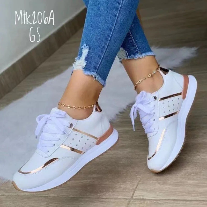 Women Sneakers Casual Shoes Comfortable Mesh Lace-Up Ladies Sport Shoes Wedges Chunky Women's Vulcanized Shoes Females Sneakers