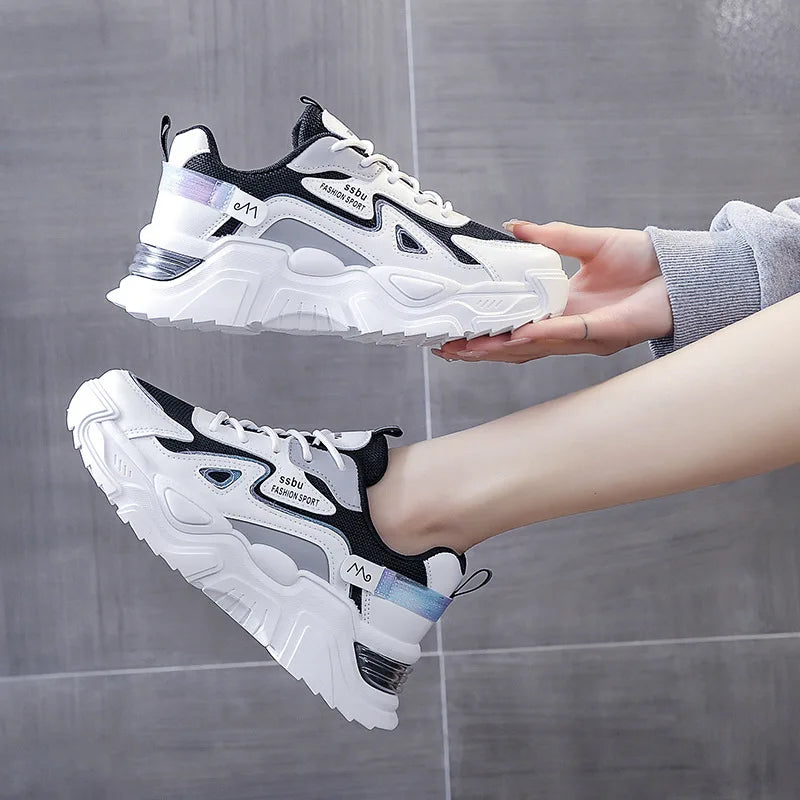 Sneakers Women Platform Hollow-out Breathable Flat Shoes Woman Shoes Green Casual Trainers Ladies Chunky Sneakers Women Shoes