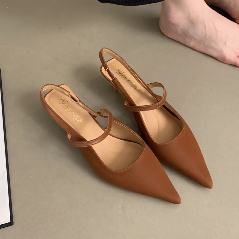 Bailamos Damen Sandalen Spitzschuh Elegante Niedrige Absätze Sommermode Slingback Damen Pantoletten Schuhe Pumps Abendschuhe