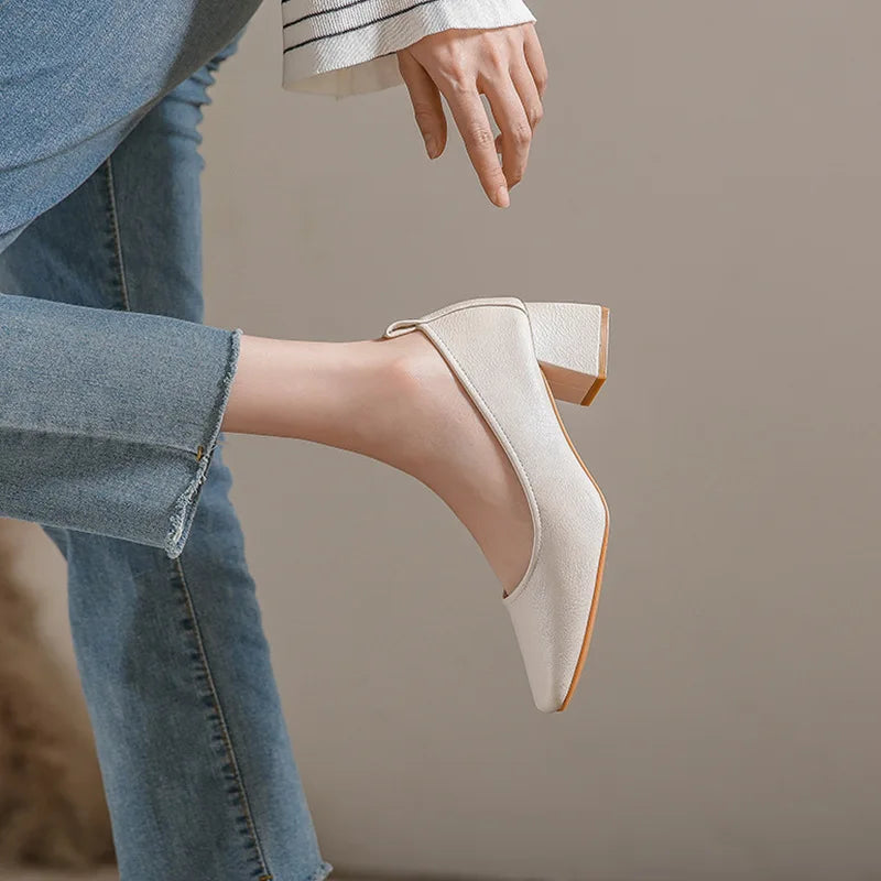 Woman Spring Elegant Square Toe Shallow Leisure Walk Mary Janes Female Black Designer 4CM High Heel Fetish Girl Work Shoes