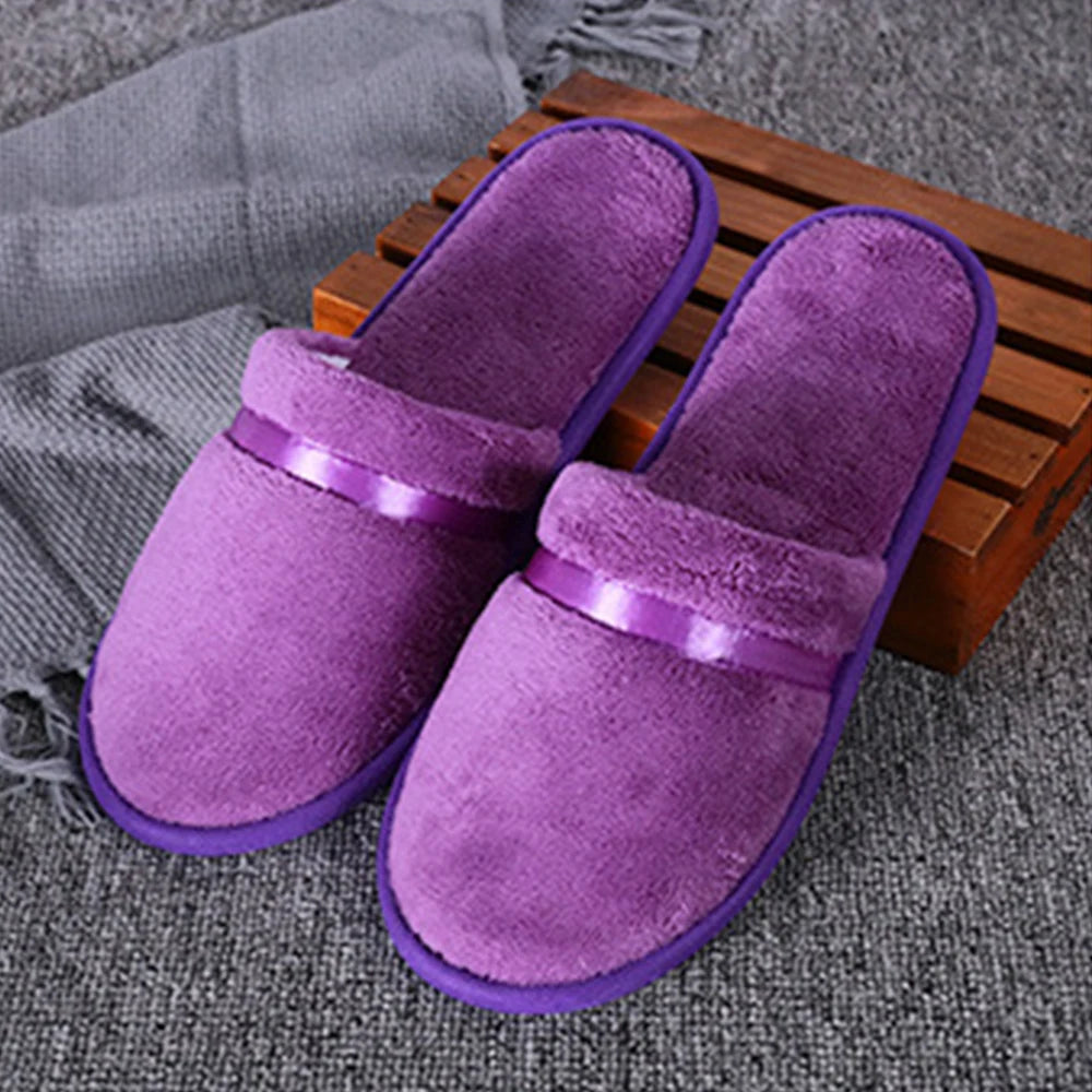 Winter Fur Slippers Women plush Home Shoes Hotel Flat Slippers Thick Fleece Indoor Slippers for Bedroom Non-Slip Silent Slides