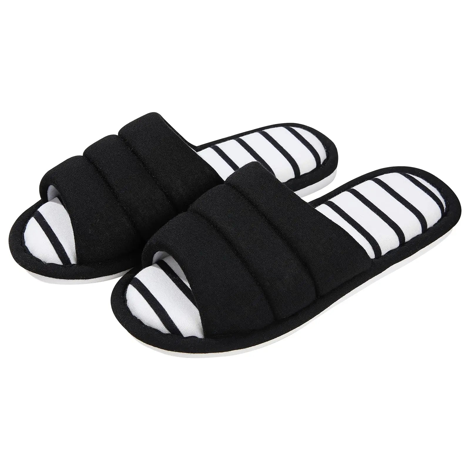 Comwarm Plush House Slippers For Women And Man Open Toe Cozy Cotton Shoes Indoor Outdoor Flat Soft Breathable Non-slip Sandals