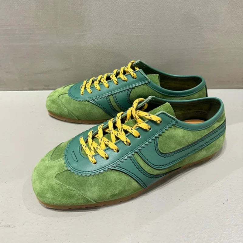 Forrest Gump Shoes Women 2025 four-season genuine leather women's sneakers flat casual retro German training shoes