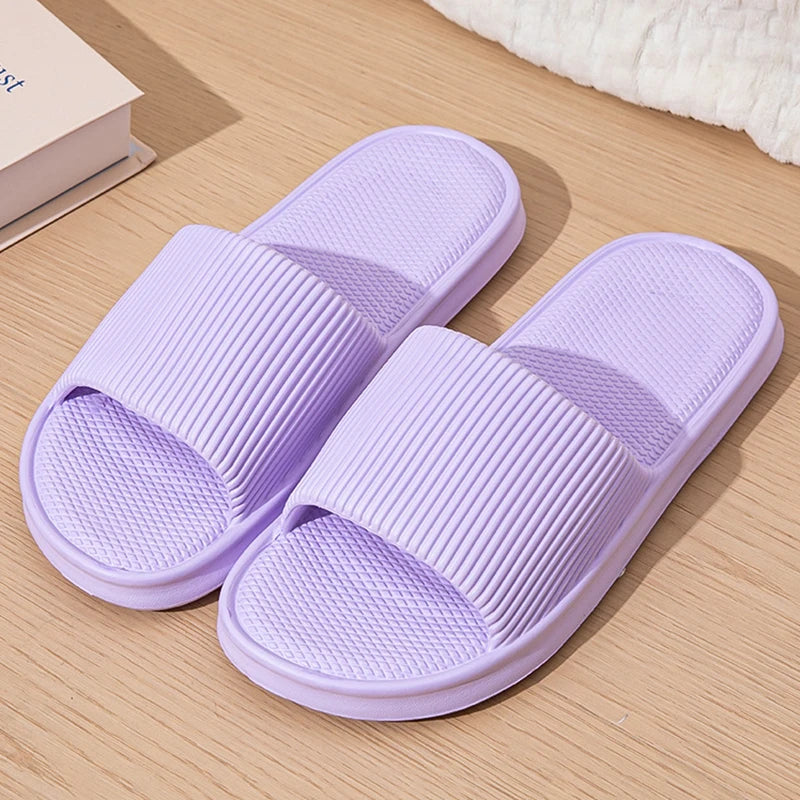 Lightweight Non-Slip Bathroom Home Slippers Women 2024 Summer Soft Eva Platform Slides Shoes Woman Couples Flat Flip Flops Mujer