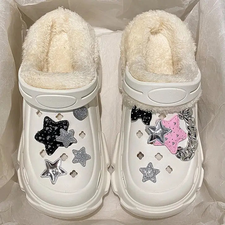 Winter Summer Clogs Outdoor Waterproof Platform Women Slipper Beach Slides Beard Black Designer Sandals with Charms Graden Shoes