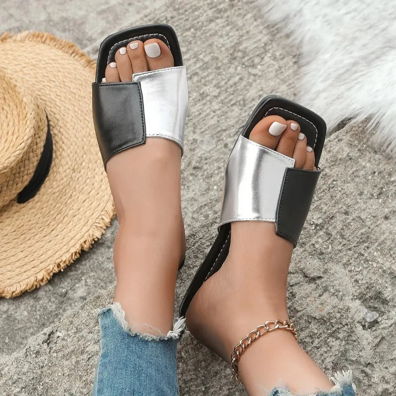 Luxury Designer Sandals 2024 Summer New Color Blocking Beach Slippers Outdoor Casual Women's Shoes Zapatos Mujer Slippers Women