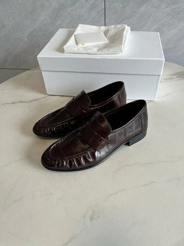 Withered Retro Crocodile Flat Shoes Leather Loafers Shoes Women Nordic Minimalist And Fashionable Leather Casual