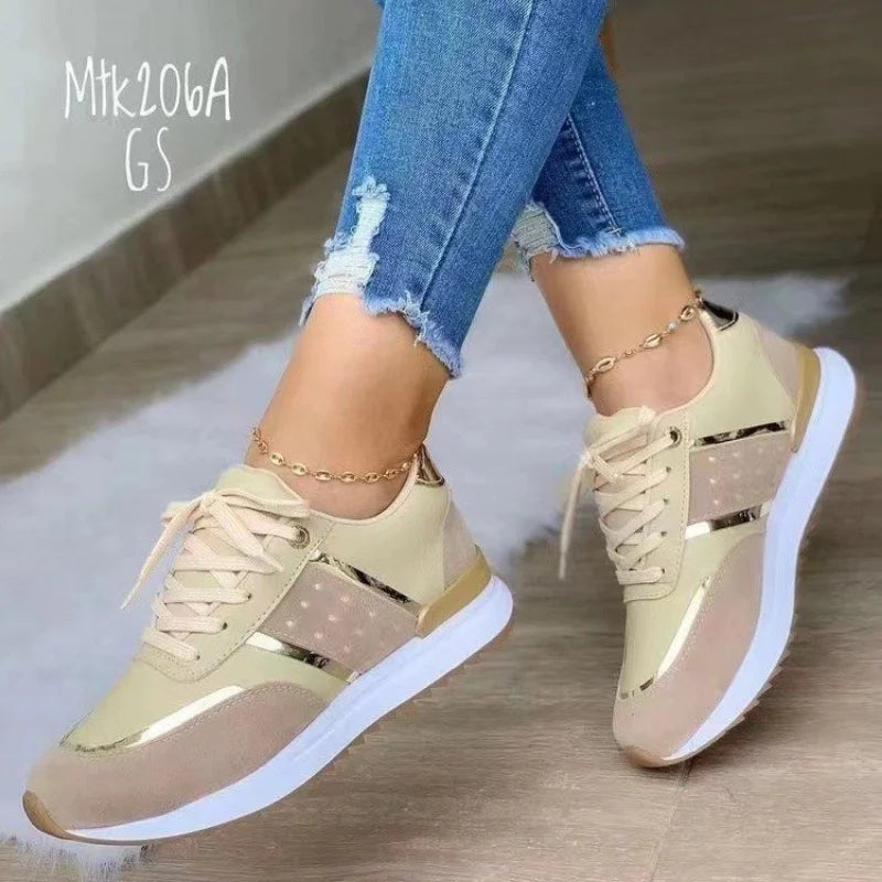 Women Sneakers Casual Shoes Comfortable Mesh Lace-Up Ladies Sport Shoes Wedges Chunky Women's Vulcanized Shoes Females Sneakers