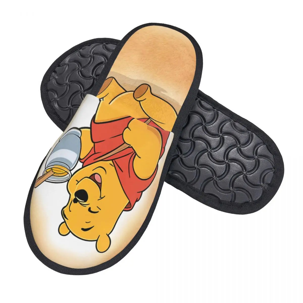 Custom Winnie The Pooh Memory Foam Slippers Women Comfy Warm Cartoon Bear House Slippers