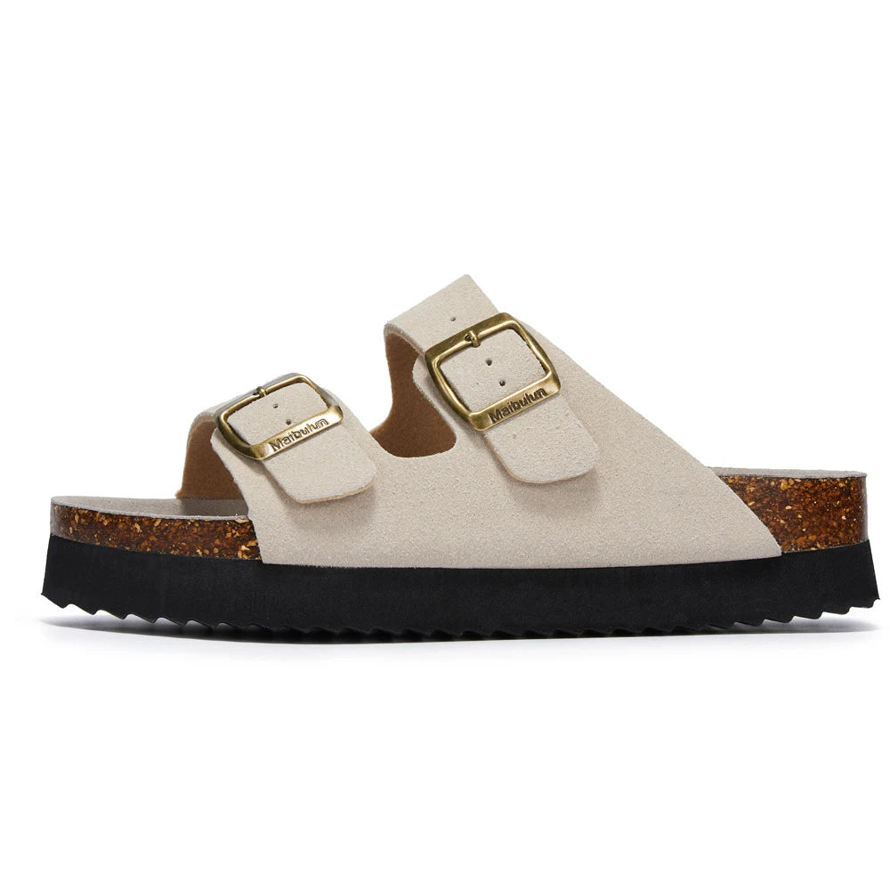 Slippers Woman Double Buckle Casual 4cm Thick Bottom Classic Brand Women Slippers