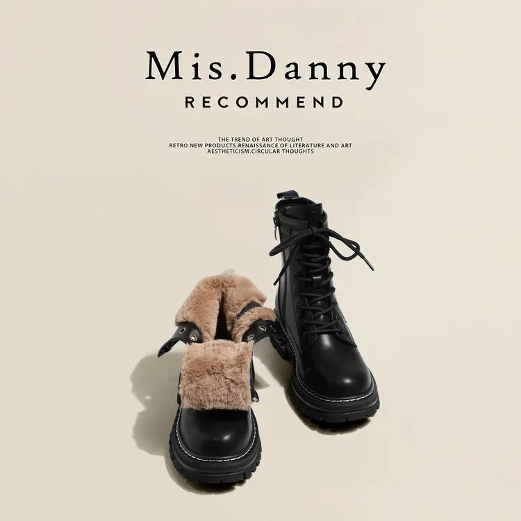 Med Heel Boots Women's Rubber Shoes Rain Flock PU Sewing Hoof Women's Rubber Boots Rain Med PU Flock Sewing Hoof