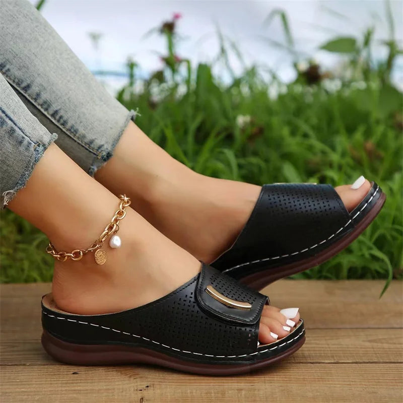 Women Hollow Out Wedge Slippers Women 2023 Summer Comfy Breathable Platform Sandals Woman Non Slip Flip Flops Plus Size 41 Mujer