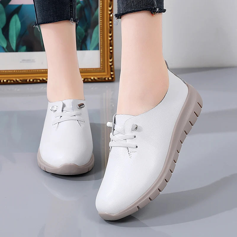 Chaussures Oxford tendance pour femmes, baskets plates décontractées en cuir, chaussures de créateur de luxe, mocassins plats légers pour femmes