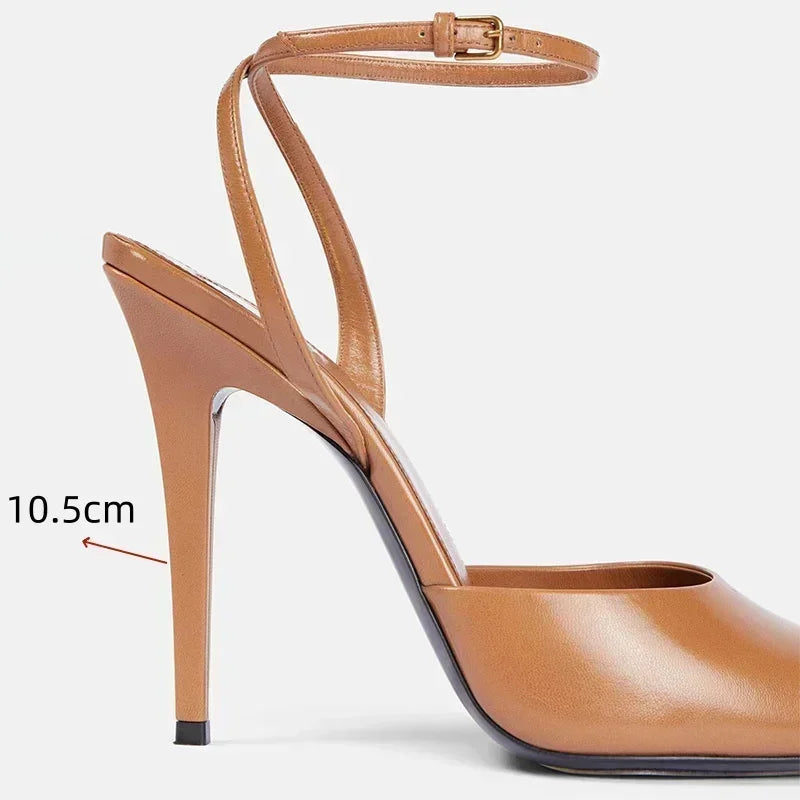 2025 Women's High-heeled Fish Mouth Buckle Sandals with European and American Sexy Fashion Stage Walking Shoes Banquet Shoes