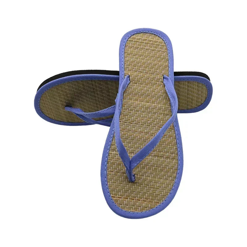Women Flat Flip-flops Slippers Comfortable Non-slip Sandals Bamboo Rattan Flip Flop Home Bathroom Fashion Slippers Zapatos