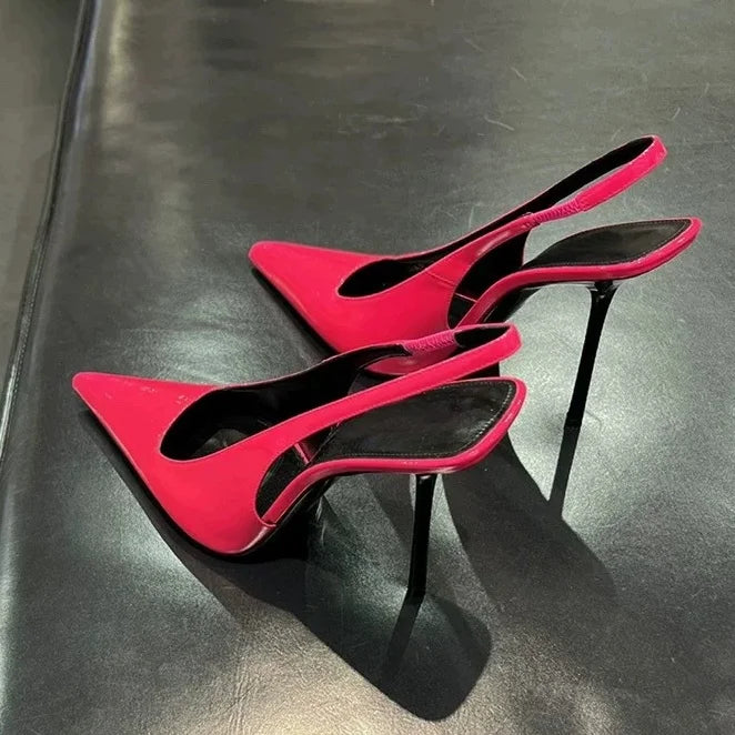 2025 Spring Snd Summer Pumps Pointy Patent Leather Simple High Heels Slim Heels Sexy Sandals Woman