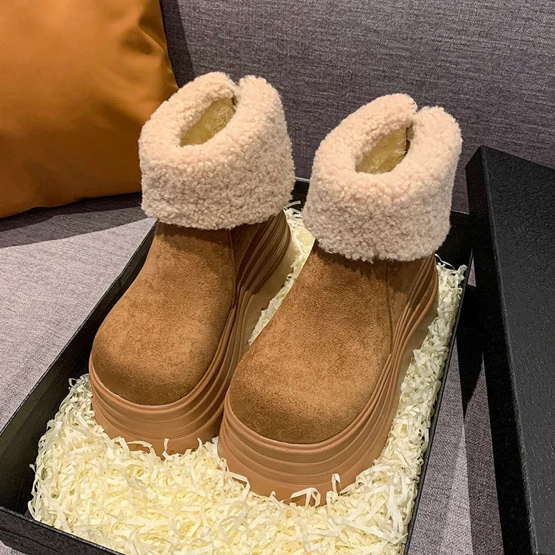 Ankle Flat with Modern Boots Round Toe Super High Heel Winter Ladies Shoes 2024 Hot Sale Solid Sewing Concise Women's Boots