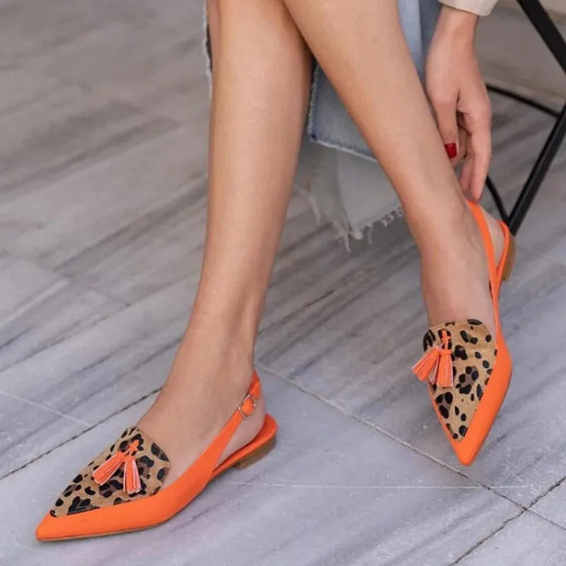 New Summer Color Block Women's Shoes 40-43 Large Pointed Tassel Low Heel Back Air Sandals High Heels Womens Shoes