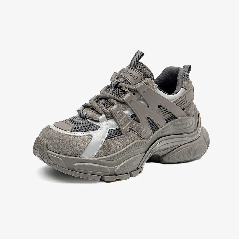 BeauToday Platform Sneakers Women Mesh Solid Color Breathable Trainers Lace-up Round Toe Thick Sole Ladies Shoes Handmade 29462