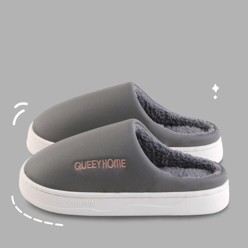 Waterproof cotton slippers for men anti slip for winter suitable for home use thick soled cotton slippers for women