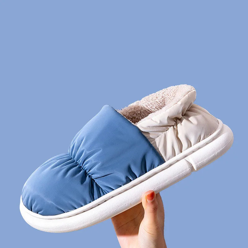 Evshine Winter Toast Women Slippers Warm Plush Cotton Slippers Indoor Home Non-Slip Thick Sole Furry Shoes For Couples New 2022