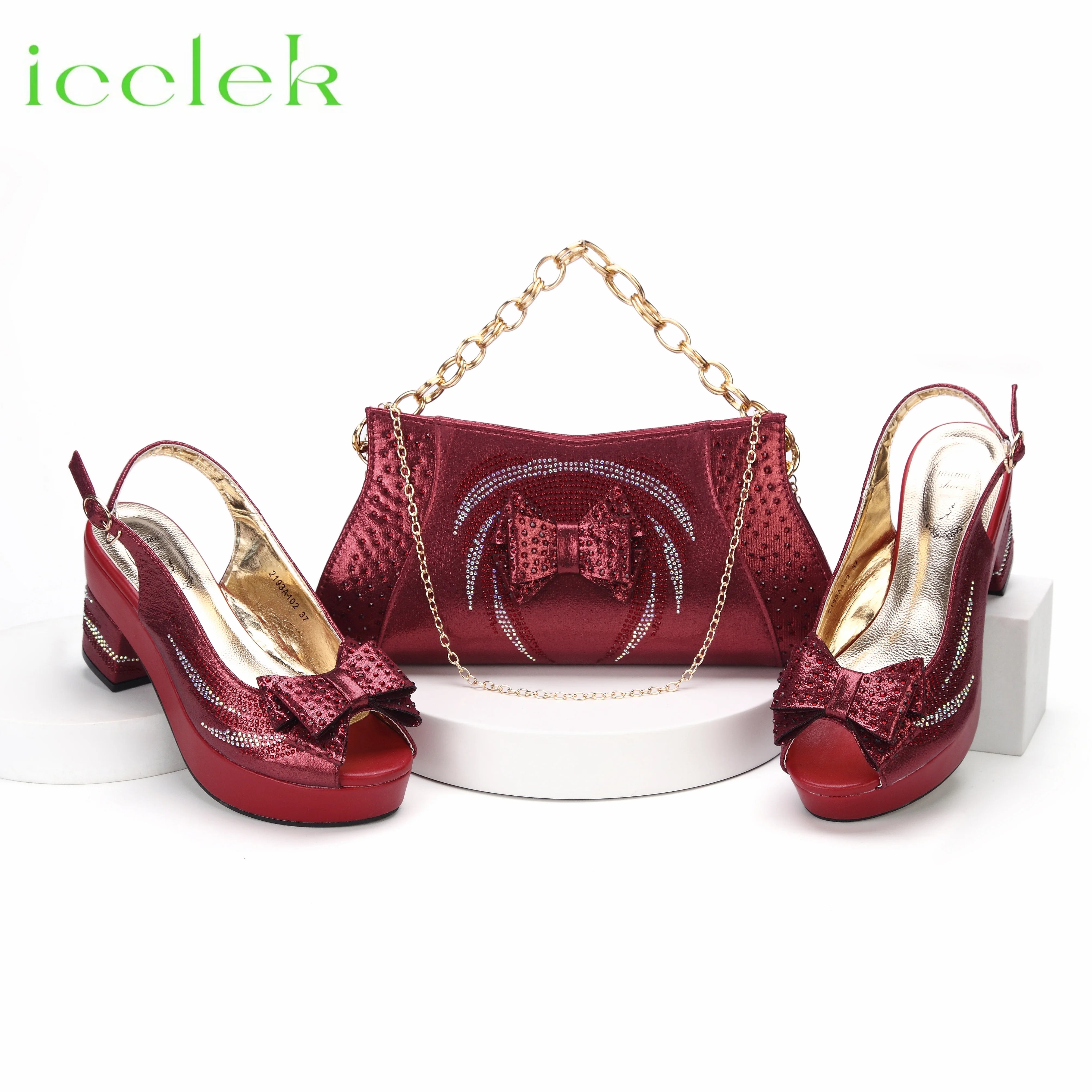 New Fashionable Fuchsia Color Peep Toe Ladies Shoes Matching Bag Set For Nigerian Women Wedding Party Pump