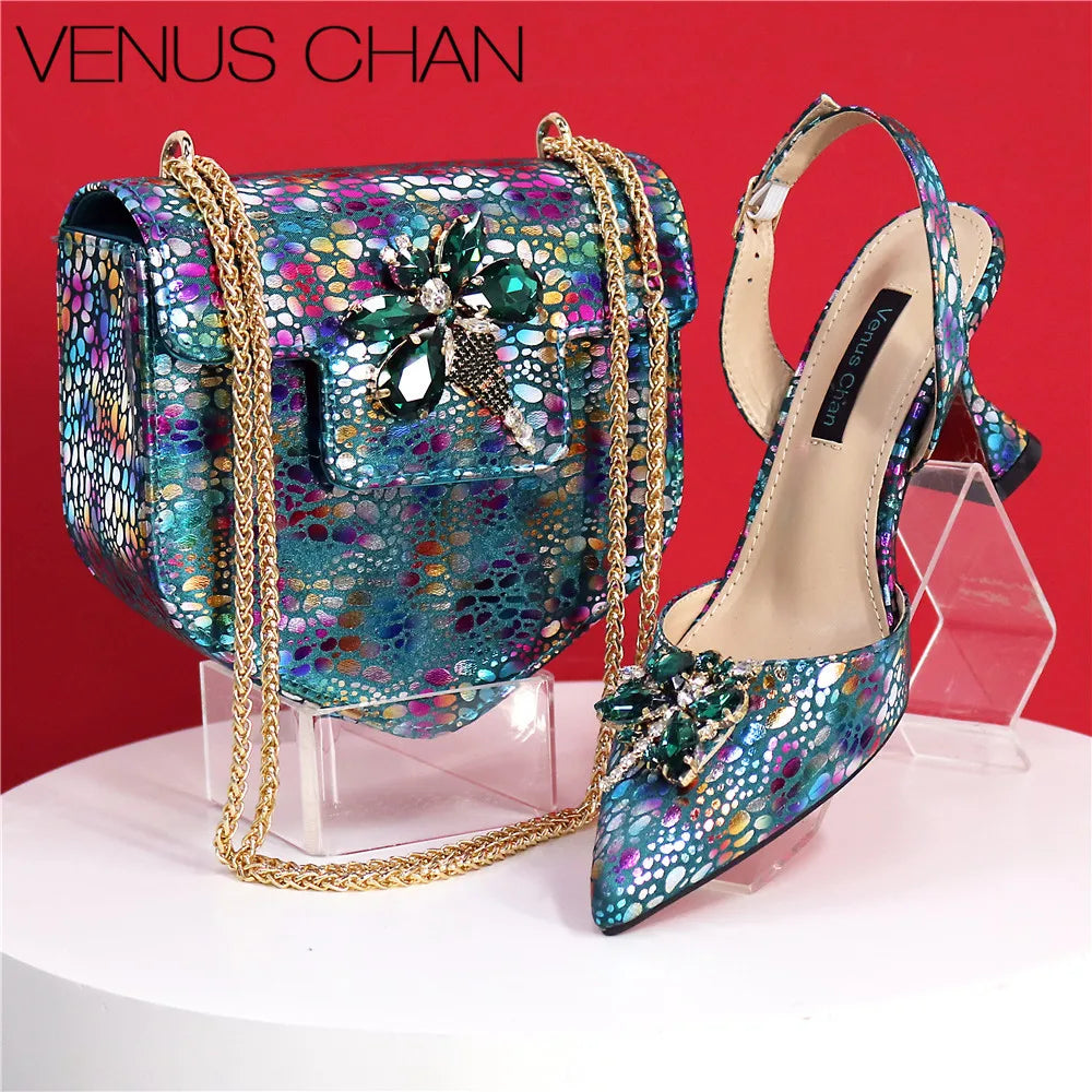Italian Design African Ladies Party Shoes and Bag Nigerian Fashion Lace Mini Bags and High Heel Pointed Shoes