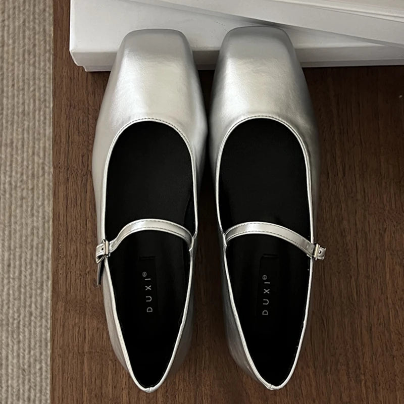 2025 Women Mary Jane Shoes Sandals Fashion Buckle Strap Female Footwear Slides Square Toe Soft Sole Ladies Lolita Shoes