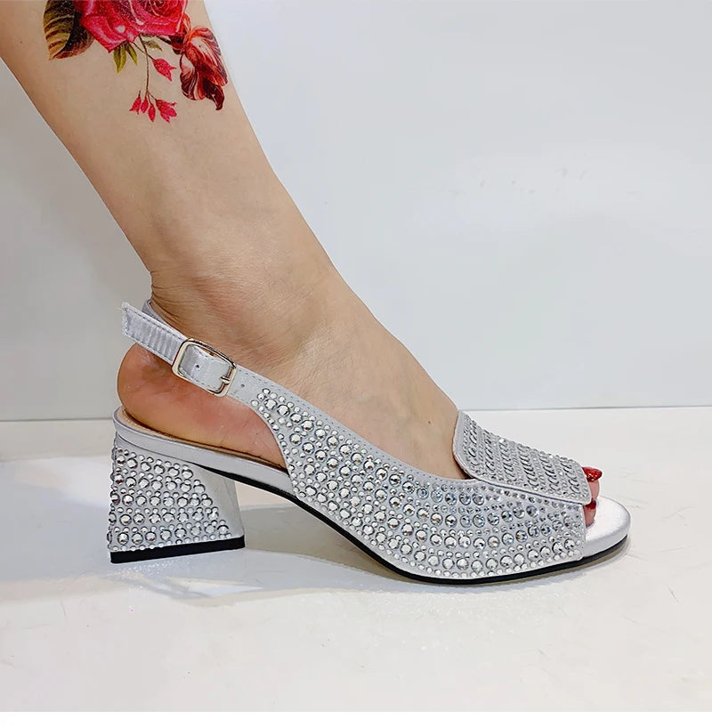 Fashionable Luxury Sandals Top Italian Designers 2023 Party Bright Diamond Uppers Summer Women's Shoes With High-heeled Nigeria