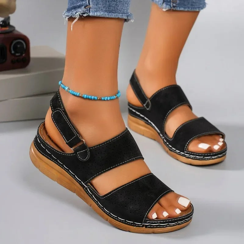 2024 High Quality Shoes Female Plus Size Women's Sandals Summer Casual Sandals Women Hollow Platform Wedge Rome Shoes Women