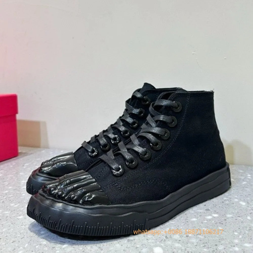 Golden Five Fingers Catwalk Ladies Shoes 2024 Summer New Sexy Street Thick Sole Sports Casual Pumps Model Party Lace Up Sneakers